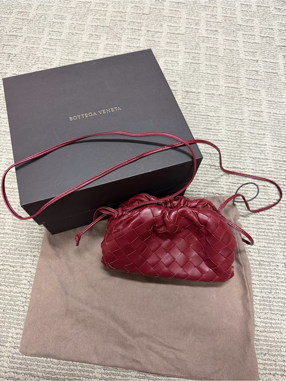 Bottega Veneta Burgundy Intrecciato Crossbody Pouch